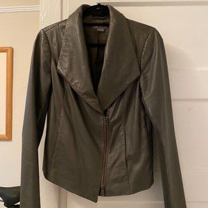 Vince Cross Front Leather Jacket, Black, Size M